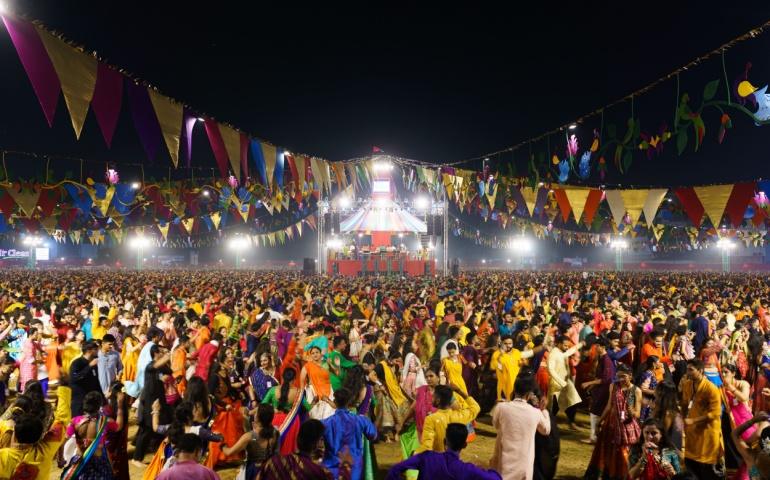 A crowd gathered for Dandiya Nights