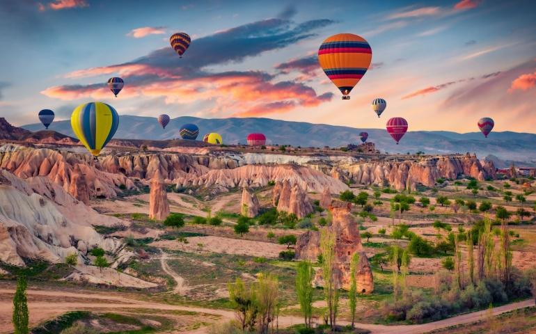 Balloons Flying Early Morning in Cappadocia