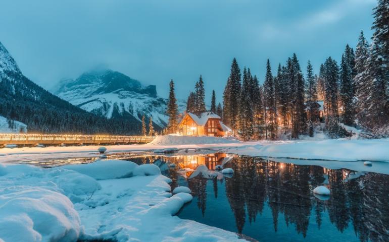 Beautiful Winter Scene at Yoho National Park