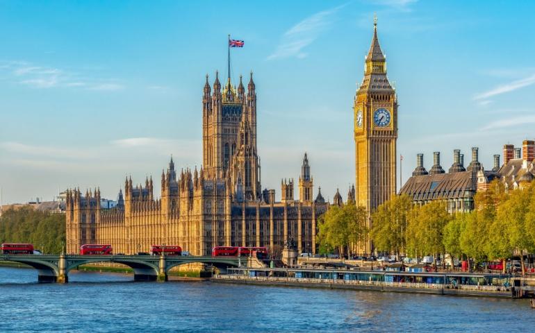 Big Ben with Houses of Parliament and Westminster Bridge