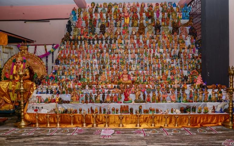 Kolu display in the temple