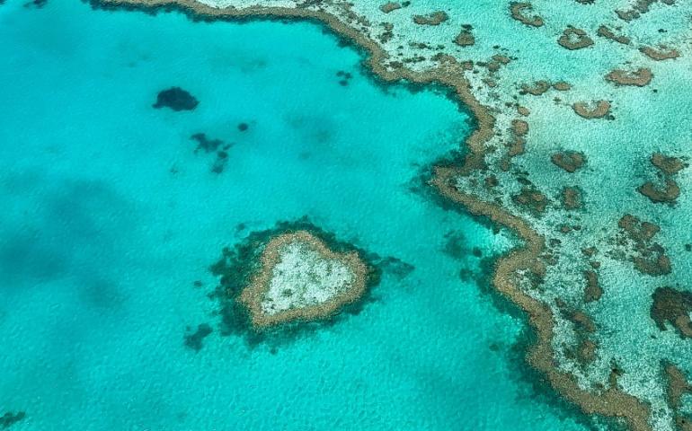 Heart Reef in the Great Barrier Reef, Queensland, Australia 