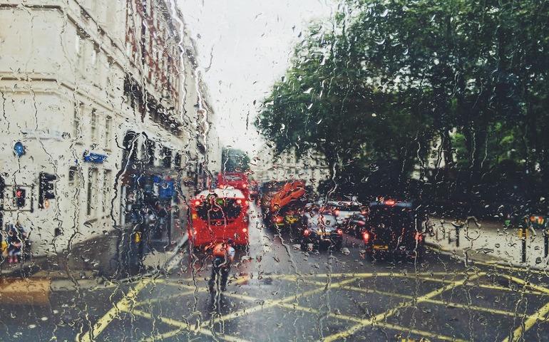 London street in the rain