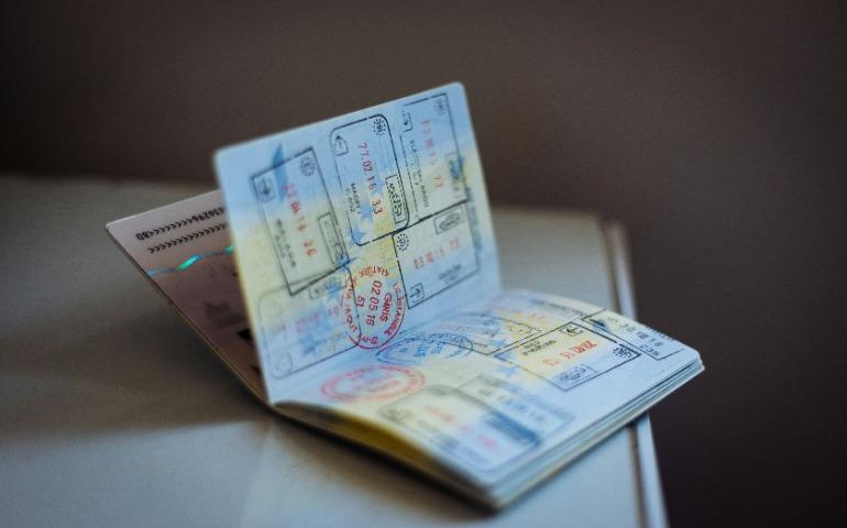 Passport with visa stamps