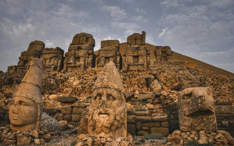 Faces Carved on Nemrut Mountain
