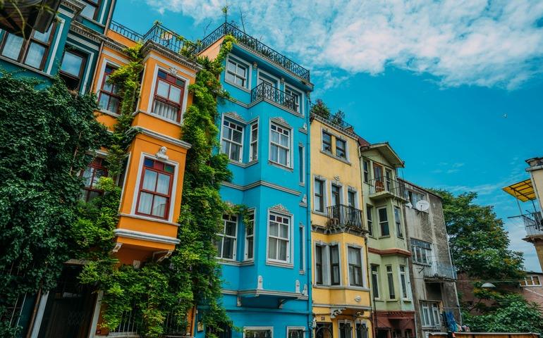 Colorful Buildings in Balata, Turkey