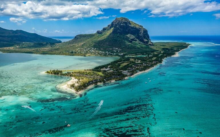 Aerial view of Mauritius