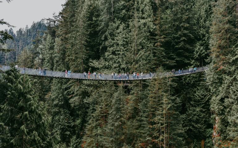 Busy suspension Bridge in Vancouver