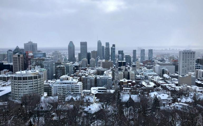 View of downtown Montreal in the Winter