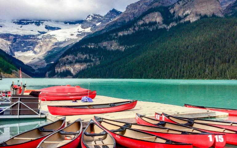 Red Canoes on Lake Louise