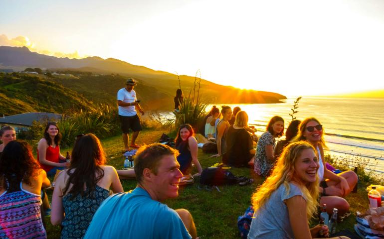 Group photo in Raglan, New Zealand