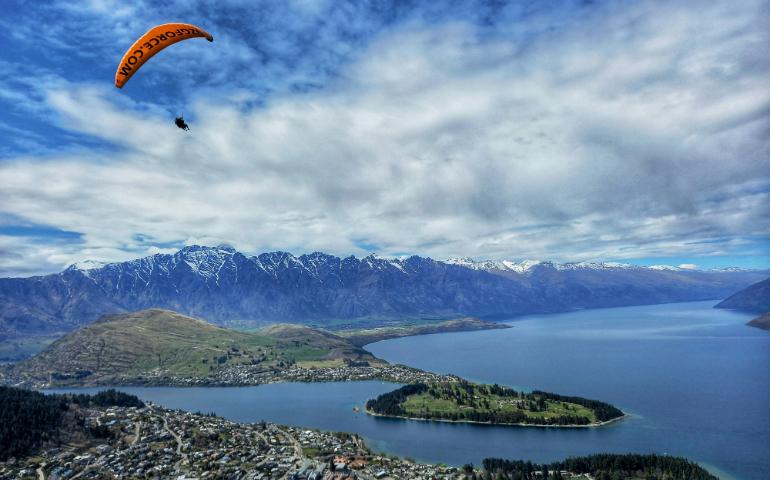 Paraglider Flying Over Queenstown