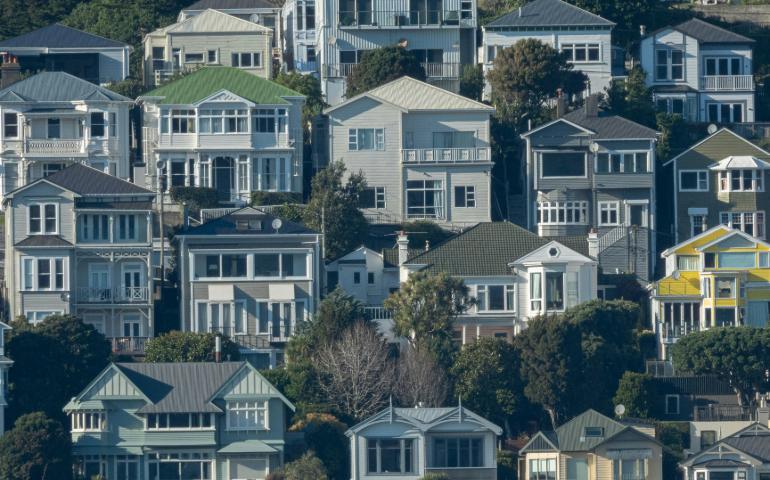 Houses on the face of Mt. Victoria in Wellington