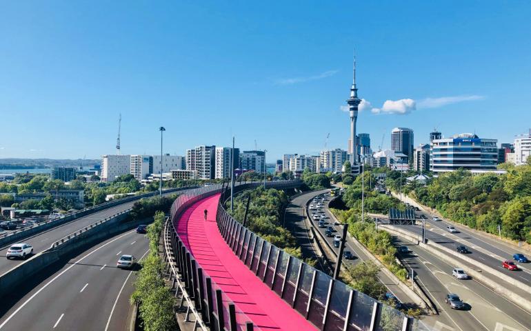 Auckland Sky Tower from Hopetoun Street