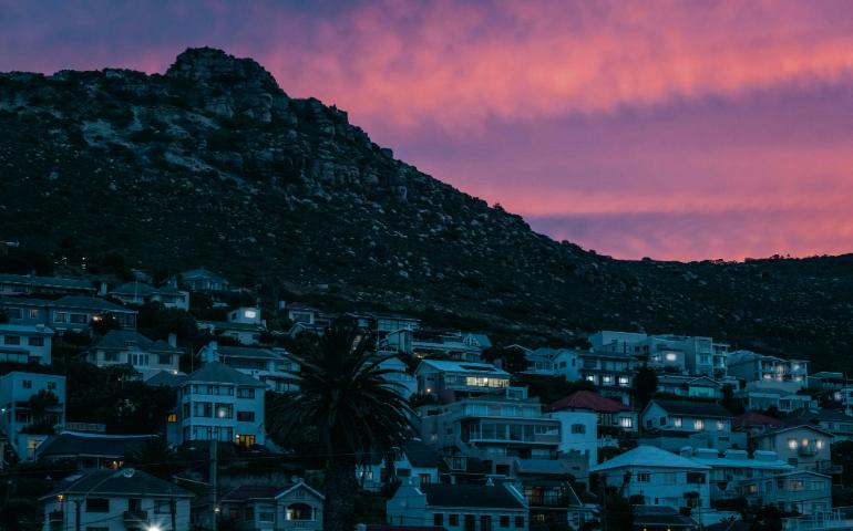 Lovely Sunset Behind the Village of Fish Hoek