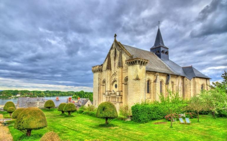 Collegiale Saint-Martin de Candes, a church on the bank of the Vienne - France, Indre-et-Loire
