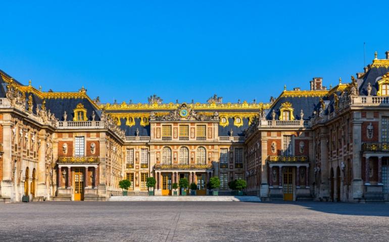 The main entrance of the Palace of Versailles, France
