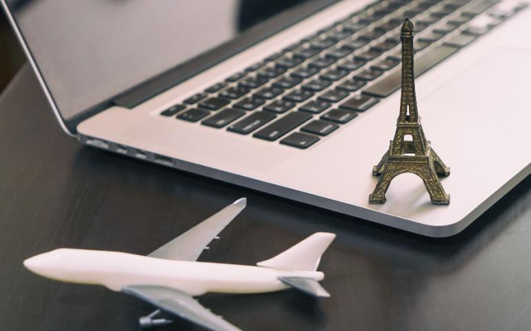 Business Air travel to Paris France, concept