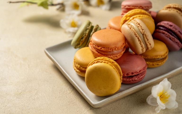 French Macarons cookies in a plate
