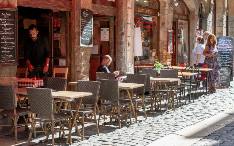A restaurant in the old historical Lyon