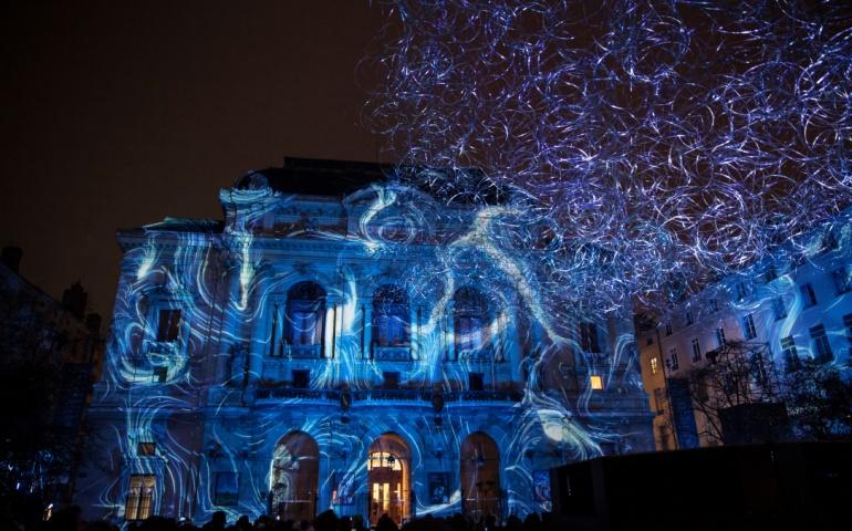 Lyon's festival of lights and the lightning cloud at the celestin's theatre
