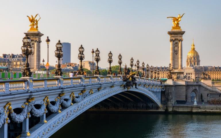 The Pont des Arts Bridge over the Seine river, Paris France