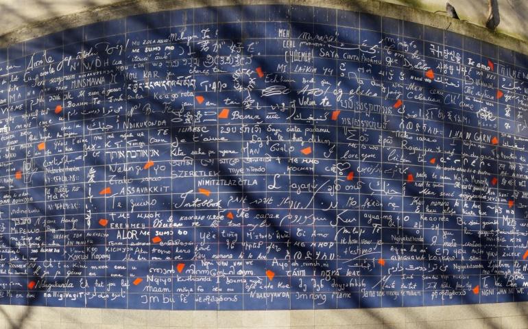 The "Wall of Love" in Paris, France