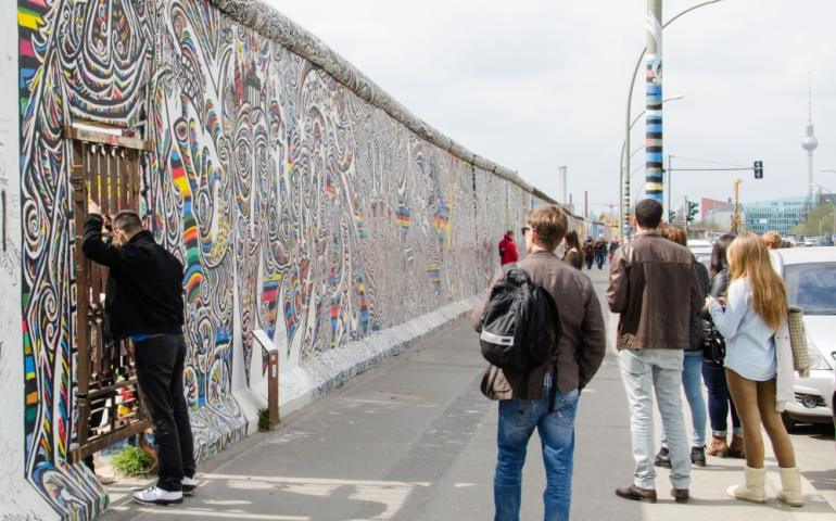 Graffiti at the East Side Gallery which is the longest preserved stretch of the Berlin wall
