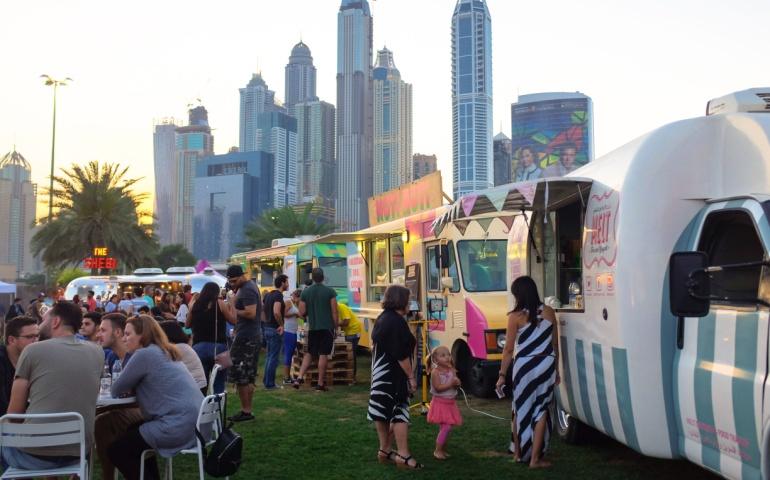 Weekend event with food trucks and live music at the Emirates Golf Club
