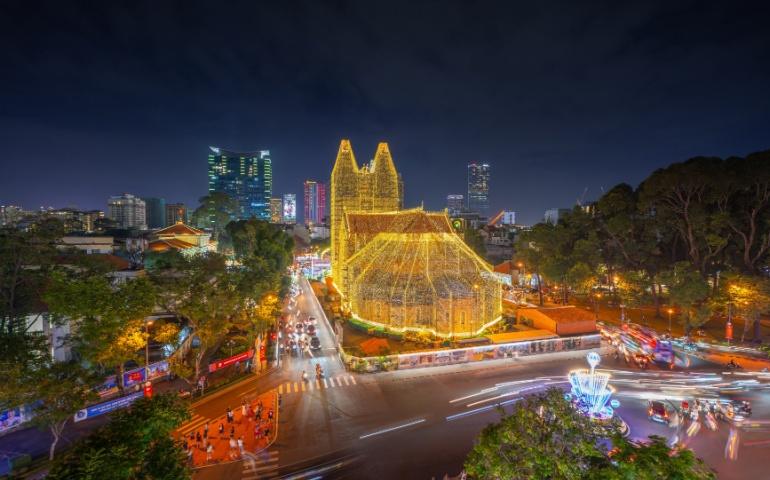 Duc Ba Church decorated in Vietnam for Christmas