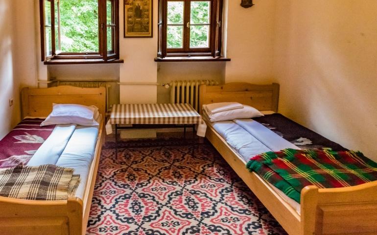 Room for stay overnight pilgrims in the Rila Monastery, Bulgaria. 