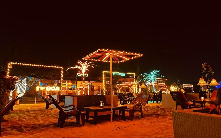 Goa beach is decorated for the New Year