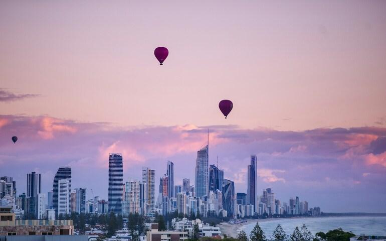 Skyline of Queensland during sunset