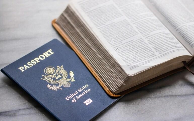 Passport kept near a book
