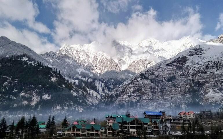Snow-covered mountains in Manali