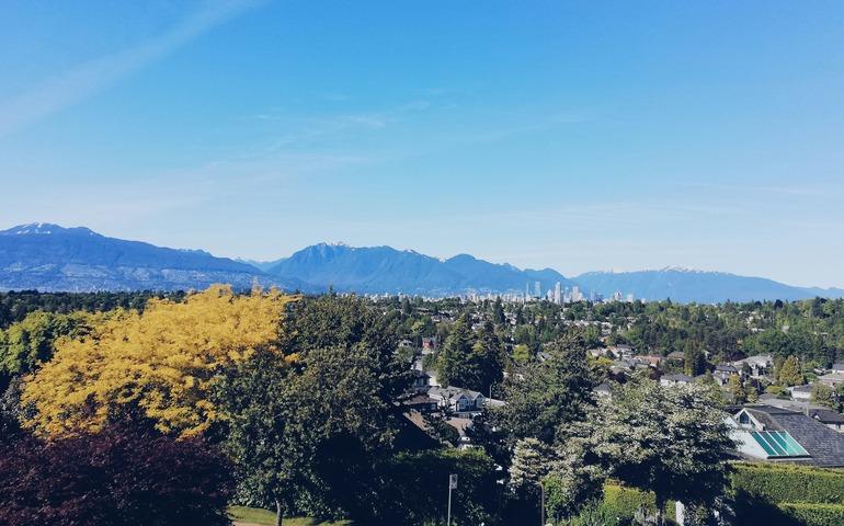 Vancouver Skyline with Mountains in Spring