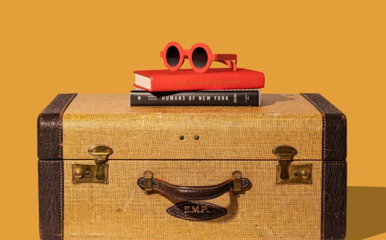 Brown and Black antique suitcase