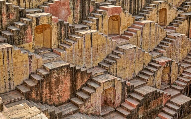 Details of the Chand Baori stepwell.