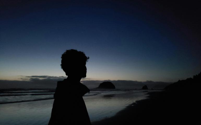 Late night beach walking