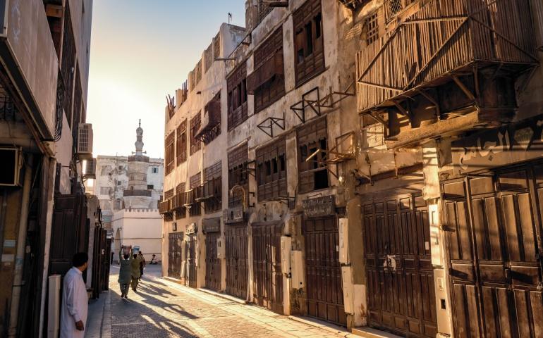 The historic district Al-Balad in Jeddah, Saudi Arabia