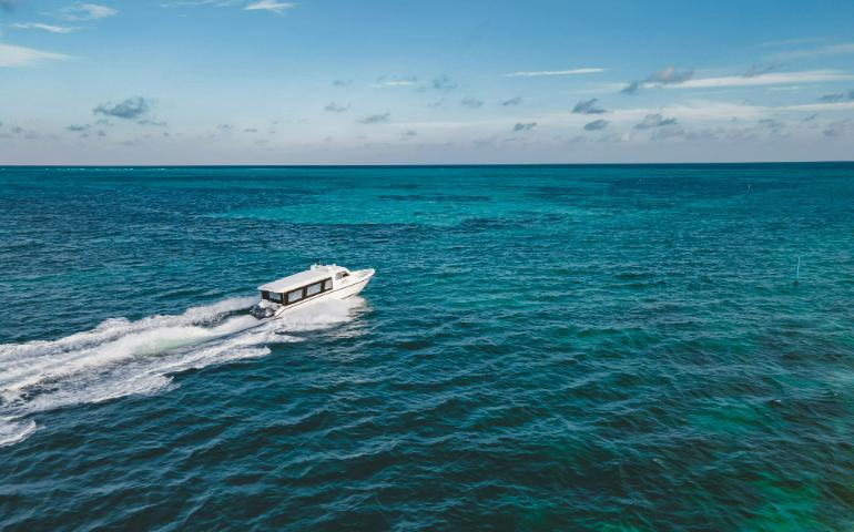 A White Motorboat in Kaashidhoo, Maldives