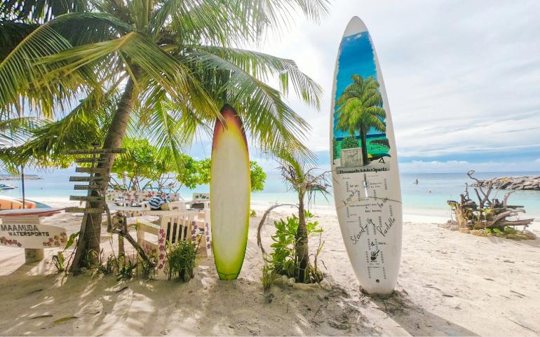 Public beach area in Maafushi

