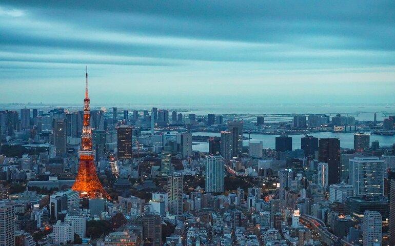 Skyline of Tokyo City, with Tokyo Tower, Japan
