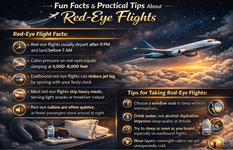 Facts and tips about red-eye flights
