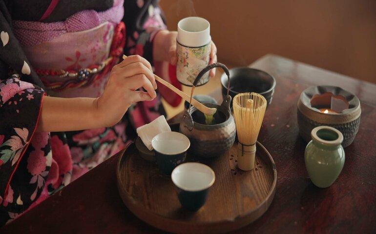 Traditional Japanese matcha tea ceremony
