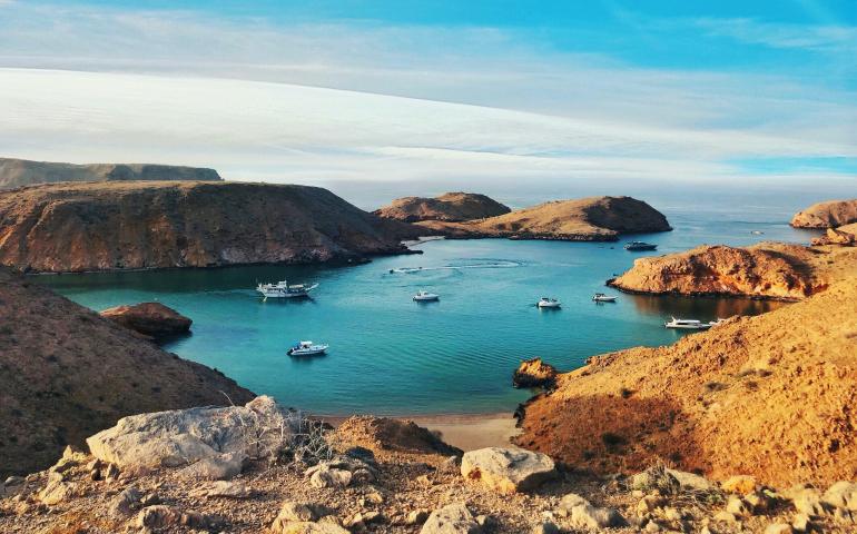 brown and green rock formation on blue sea under blue sky during daytime
