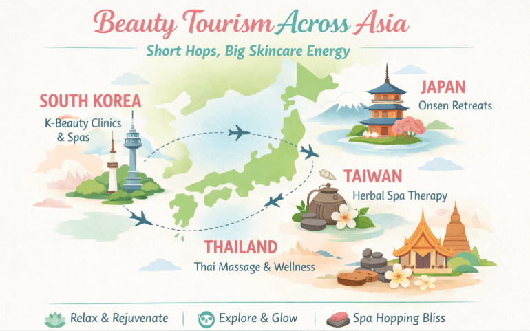 Representative image showing Asia’s interconnected beauty tourism destinations