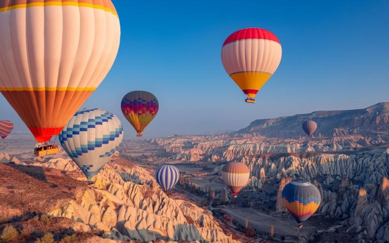 Hot air balloon rides at Cappadocia, Turkey, Europe