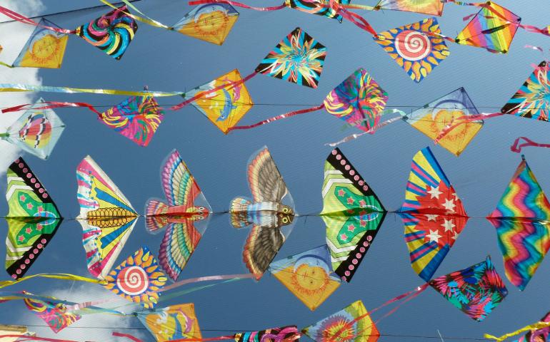 Colourful kites flying in the sky
