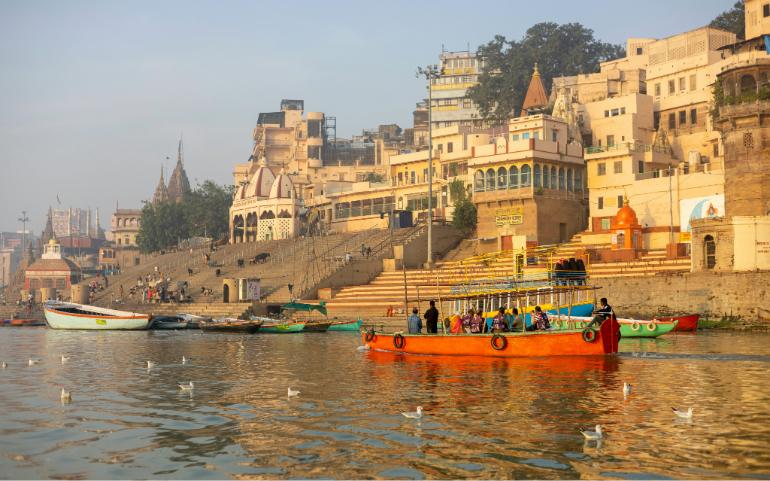 Varanasi Ghat, where pilgrims visit to perform a holy bath during Hindu festivals